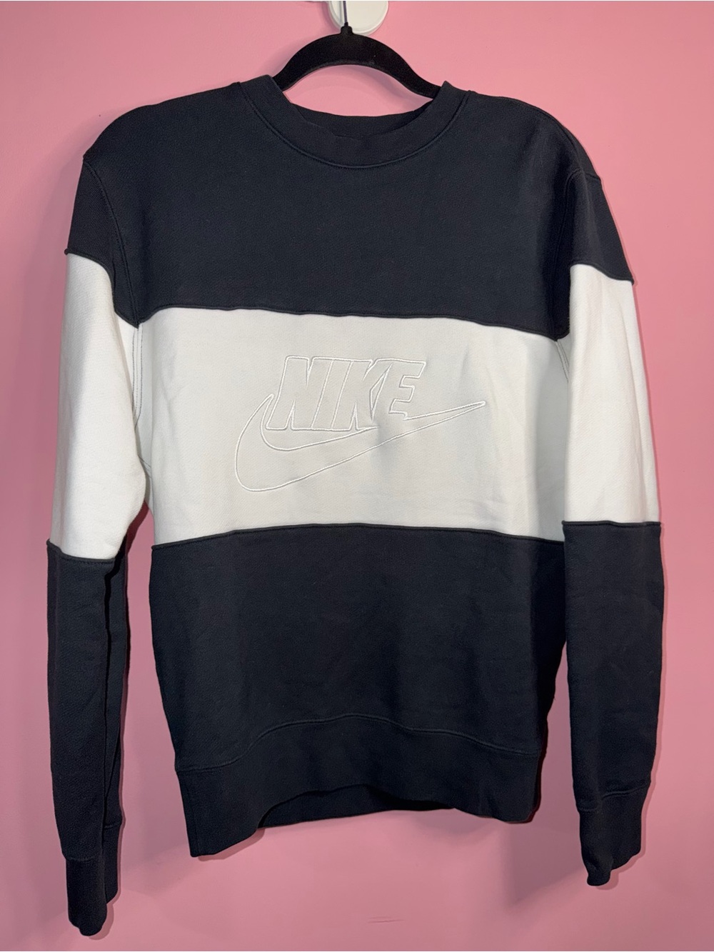 Nike Men’s Black & White Colorblock Crewneck Sweatshirt Size XS
